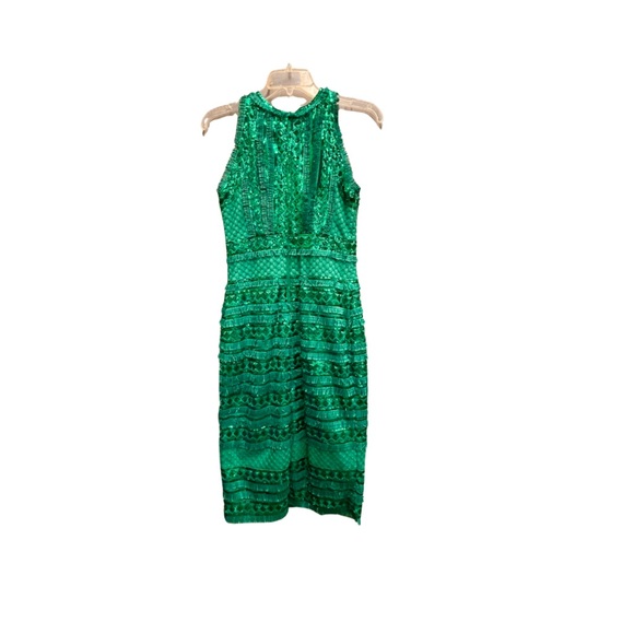 Tadashi Shoji Emerald Green Cocktail Dress Size 0 NWT Lace Sleeveless Formal